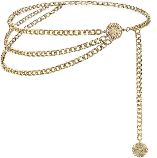 Elegant Multi Layer Gold Waist Chain For Women, Fashion Metal Decorative Waistband, Adjustable Stylish Ornament, Versatile Match For Jeans,Skirts,Dresses