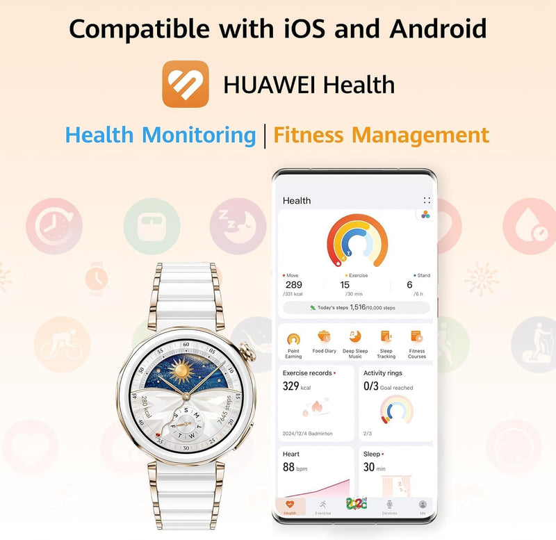 WATCH GT5 Pro 42 mm Smartwatch, Sharp-Edged Design, upto7 Days Battery Life, Pro-level Sports Watch, iOS & Android Compatible, 3 Months HUAWEI Care+, White Ceramic