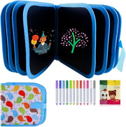 Mumoo Bear Erasable Doodle Books, Double-Sided Kids' Drawing Writing Boards with 12 Coloring Pens, Portable Early Learning Drawing Pad Travel Toys Birthday Gifts for 3-8 Year Old Boys Girls (Blue)