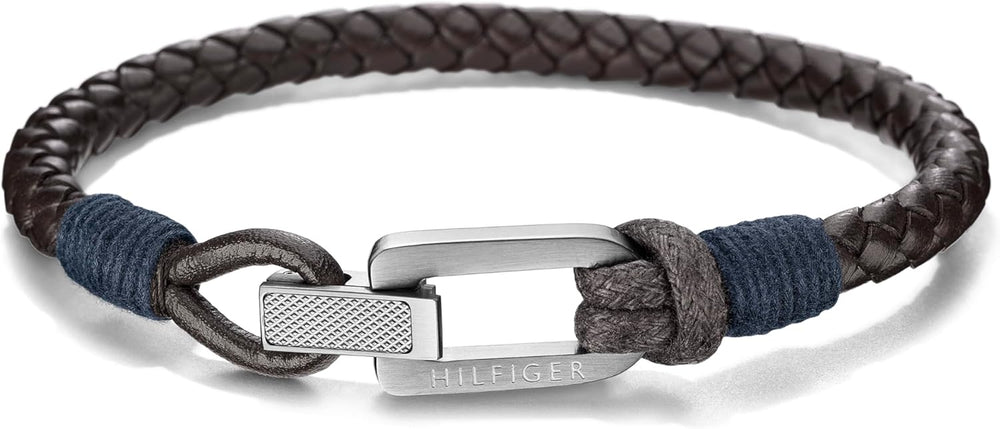 Gray Double Wrap Leather Bracelet For Men