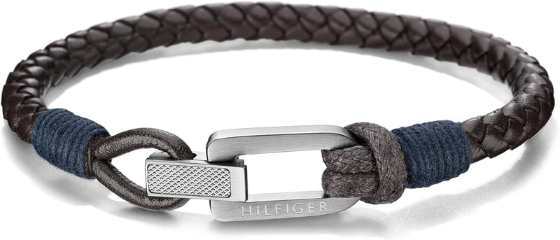 Gray Double Wrap Leather Bracelet For Men - Brown