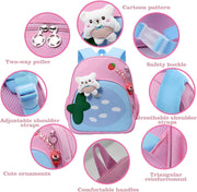 Toddler Backpack Kids Cute Cartoon Schoolbag Lightweight Bookbags Daypack School Backpack with Adujustable Strap Small Preschool Daycare Bag with Ornament for Girls Boys (Pink-03)