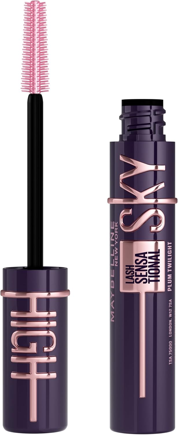 New York Lash Sensational Sky High Washable Mascara Makeup, Volumizing, Lengthening, Defining, Curling, Multiplying, Buildable Formula, Cosmic Black - Plum Twilight 7 ml (1er Pack)
