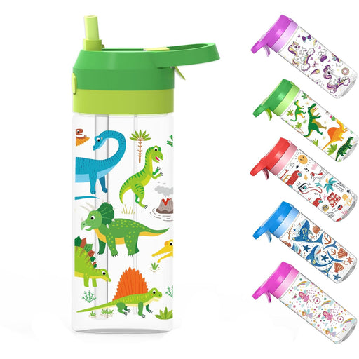 SUPERFA Kids Water Bottles with Spray Mist, BPA Free Kids Drinking Bottles with Spray, 420ml Spray Water Bottle for Kids School and Cooling, Green