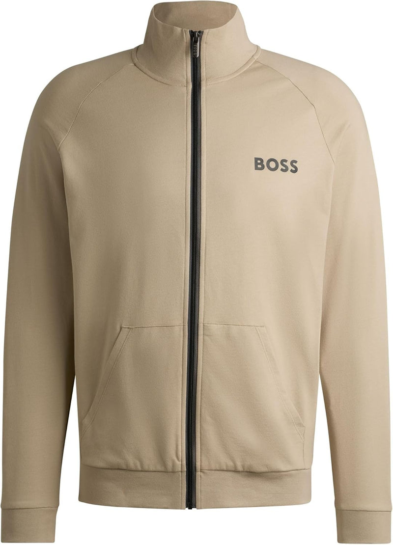BOSS Men's Authentic Jacket Z Cotton Terry Jacket with Zip and Logo Print