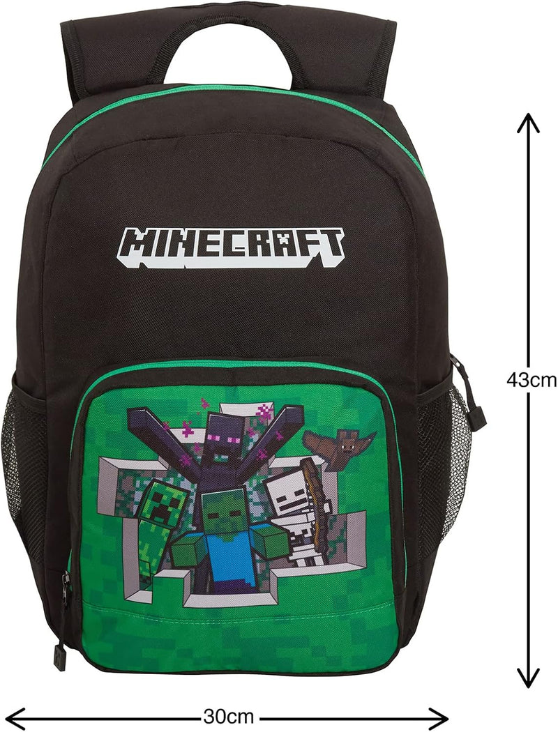 Minecraft Backpack Kids Adults Large School Collage Work Laptop Bag Gaming Rucksack Gift For Gamer - Black