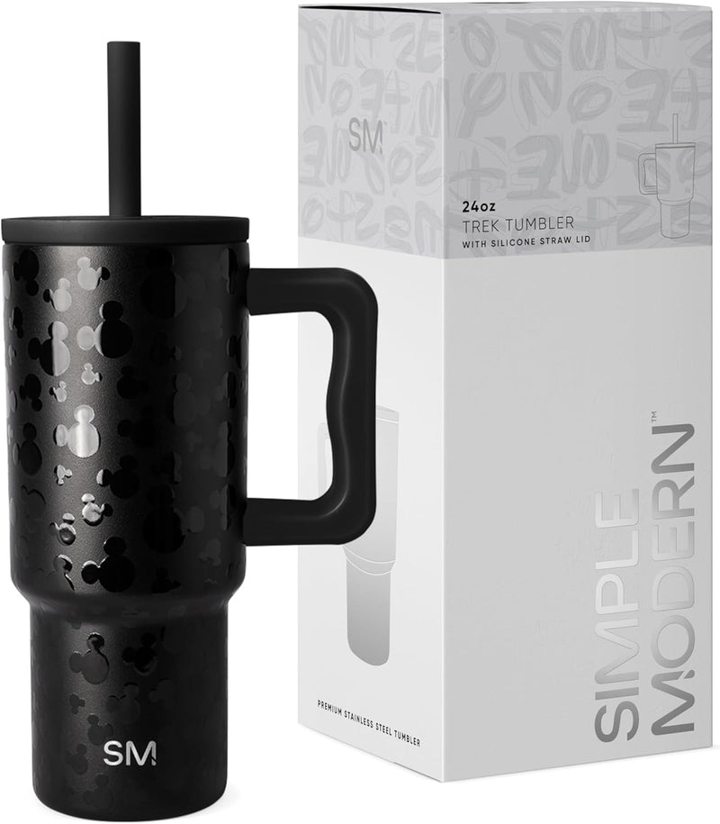 Simple Modern Kids 24 oz Tumbler with Handle and Silicone Straw Lid | Spill Proof and Leak Resistant | Reusable Stainless Steel Bottle | Gift for Kids Boys Girls | Trek Collection | Asteroid