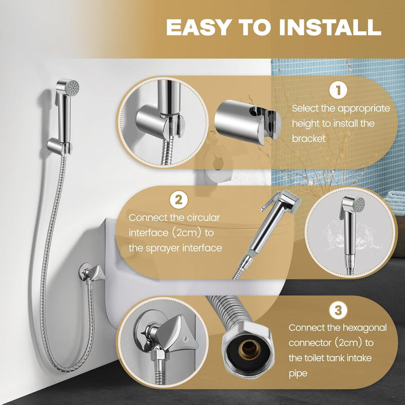 NINEMAX Bidet Sprayer Toilet Cleaning Shattaf Wall Mounted High Pressure Bidet Spray for Personal Hygiene Bathroom Pet Bath Self Cleaning