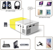 Diyeeni Mini Projector,1080P Full HD LED Video Projector Home Theater Beamer,Indoor&Outdoor Portable Projector,Ideal for Living Room/Bedroom/Camping/Travel/Party