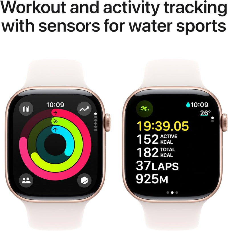 Apple Watch Series 10 GPS + Cellular 46 mm Smartwatch with Jet Black Aluminium Case with Ink Sport Loop - One Size. Fitness Tracker, ECG App, Always-On Retina Display, Carbon Neutral