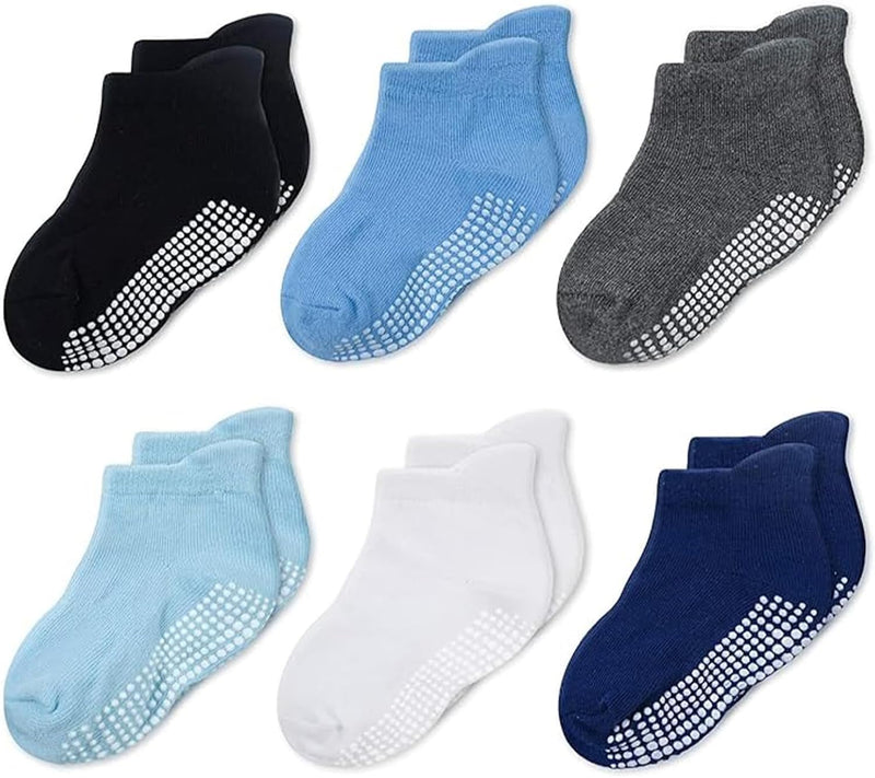 CozyWay Non-Slip Socks with Grippers - Ankle Style for Little Girls and Boys, Infants, Toddlers, Children