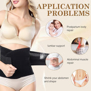 Postpartum Belly Wrap for Women, Waist Support Shapewear Girdle, Adjustable Body Shaper Waist Band, Breathable Slimming Belly Support Belt, Black