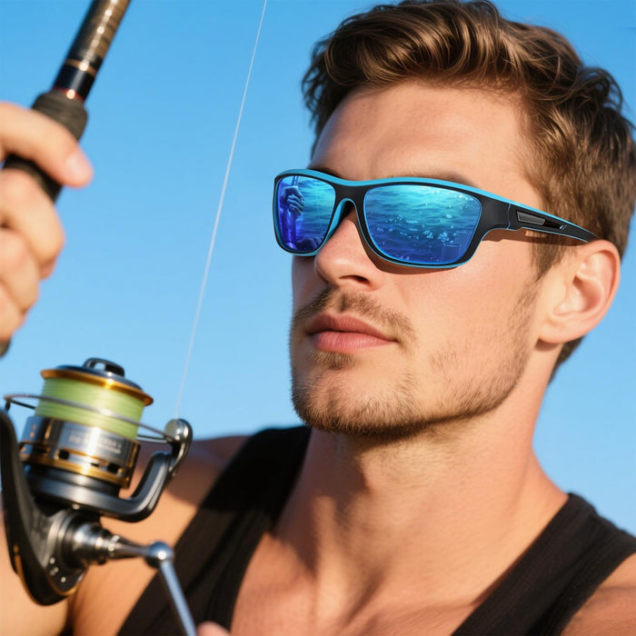 Sports Sunglasses Polarized For Mens Womens Driving Fishing Running Wrap Around Sun Glasses Unbreakable Frame Goggles with Glasses rope Strap UV Protection