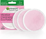 Garnier SkinActive Micellar Cleansing Eco Pads, Reusable, 3 Ultra-soft Microfiber Pads, 1 Count (Packaging May Vary) - 3 Count (Pack of 1)