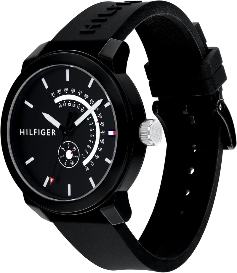 Men's Black Dial Black Silicone Watch - 1791483