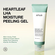 Heartleaf LHA Moisture Peeling Gel, Gentle Exfoliation, Hydrating Facial Peel, Pore Care, Dead Skin Removal, Natural Cellulose for Soothing, Vegan, Korean Skin Care (120ml/4.05 fl.oz.)