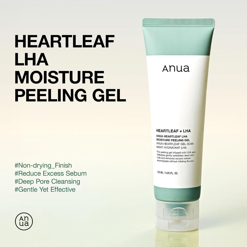 Heartleaf LHA Moisture Peeling Gel, Gentle Exfoliation, Hydrating Facial Peel, Pore Care, Dead Skin Removal, Natural Cellulose for Soothing, Vegan, Korean Skin Care (120ml/4.05 fl.oz.)