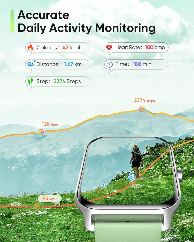 Fitpolo Smart Watch for Women Android & iPhone, Alexa Built-in [1.8" HD Screen] IP68 Waterproof Fitness Watch with Bluetooth Call (Answer/Make), Heart Rate/Sleep/SpO2 Monitor, 105 Sports Trackers
