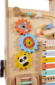 EUREKA KIDS Safari Wooden Baby Activity Walker W/Xylophone Push And Pull Walker Learning Activities Educational Toy For Boys And Girls Toddlers For 12M+