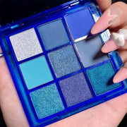 10 Colors Eyeshadow Palette,Matte&Glitter&Shimmer Eyeshadow Korean Makeup,Long Lasting Blendable Shades,Naturing-Looking,Waterproof Cool Eye Shadow Makeup Palette,01 - 9 Colors Eyeshadow Blue Style