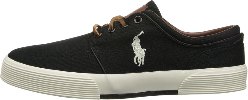 POLO RALPH LAUREN Faxon Low-Top Canvas Sneaker Polo Black Cream Canvas 12D US, 45 EU
