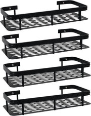 SKY-TOUCH Shower Caddy Shelf,Shower Shelf,Bathroom Shower Organizer Shelves,Rustproof Waterproof & Easy Mount,No Drilling - Self Adhesive for Bathroom Storage,30 13 4cm,Max 30lbs,2 pack - 30*14cm 4pcs aluminum storage rack