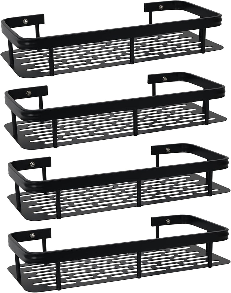 SKY-TOUCH Shower Caddy Shelf,Shower Shelf,Bathroom Shower Organizer Shelves,Rustproof Waterproof & Easy Mount,No Drilling - Self Adhesive for Bathroom Storage,30 13 4cm,Max 30lbs,4 pack - 30*14cm 4pcs aluminum storage rack