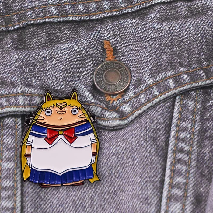 My Sailor Toto Moon Enamel Pin Kawaii Cartoon Characters Neighbor Brooch Buttons Jewelry for Jackets Jeans Backpack Cloth Lapel Bag Hat Gift for Cartoon Lovers Women Girl