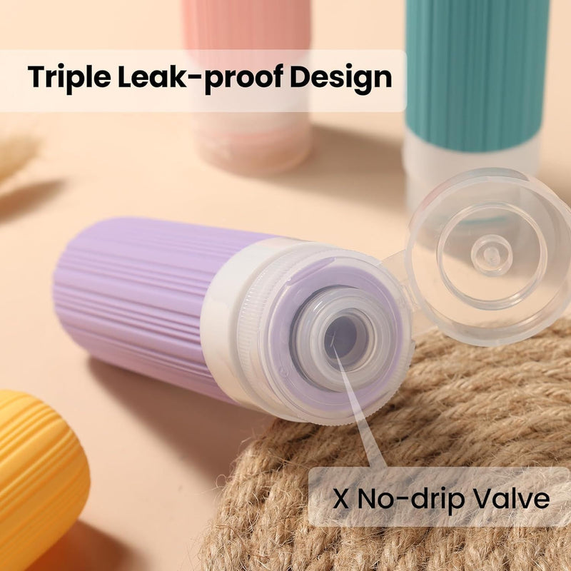 fclwzn Travel Bottles for Toiletries, Tsa Approved 90ML Travel Bottles, BPA Free Leak Proof Travel Size Toiletry Containers, Refillable Travel Accessories with Toiletry Bag for Shampoo Liquid (4 Pack)
