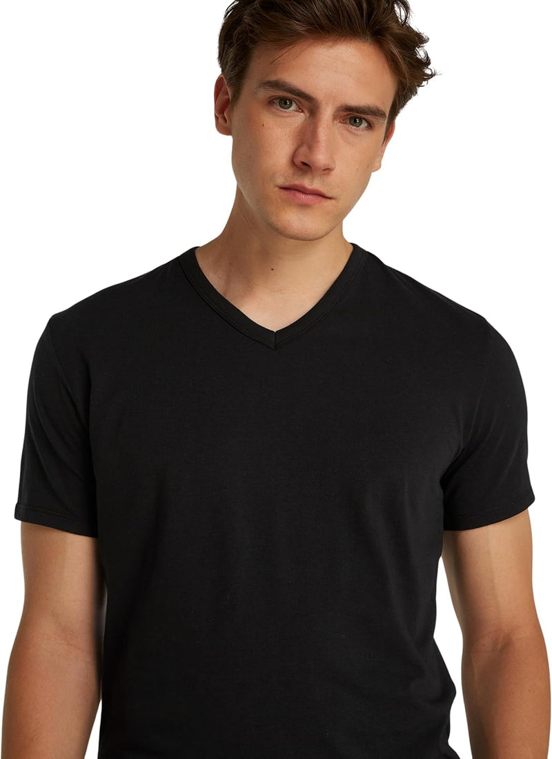 Calvin Klein Mens S/S V NECK 3PK Underwear Tops