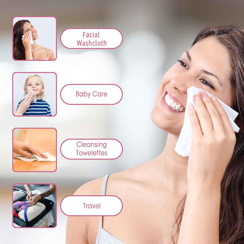 LAVDIK Refills Disposable Face Towel, Dry Wipes, Extra Thick Soft Clean Facial Towels for Sensitive Skin, Travel, Makeup Removing, CleansingNursing