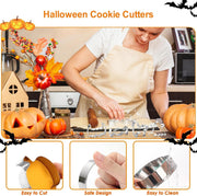 Christmas Cookie Cutters 12PCS Stainless Steel Baking Mould Kit Set, Pumpkin, Bat, Ghost, Cat, Witch shaped Halloween Party Supplies Decorations Treats