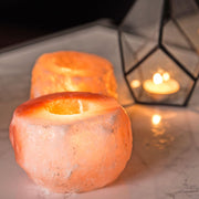 Crystal Allies 2 Natural Himalayan Salt Candle Holders Tealight