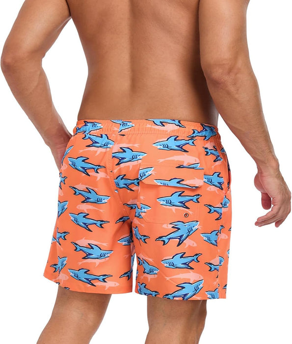 Mens Swim Trunks with Compression Liner 2 in 1 Quick Dry Beach Swimming Trunks Swim Shorts with Zipper Pockets