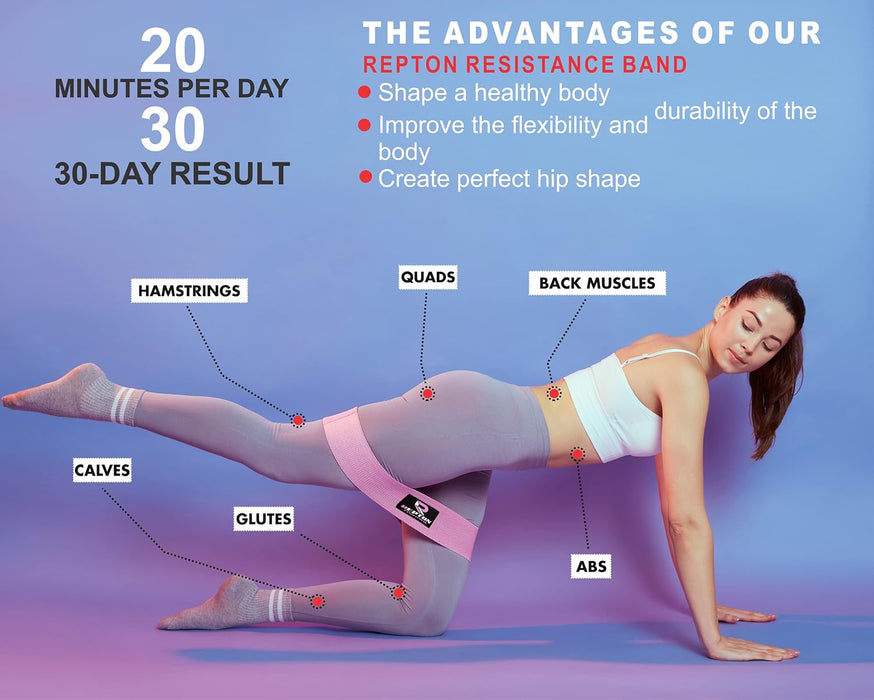 3 Sets Resistance Bands | Glutes, Hips and Legs Exercise Band | Ideal for Home Gym Fitness, Yoga, Pilates & Workout | Women and Men Non-Slip Booty Band | Physio Resistant Loop