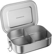 G.a HOMEFAVOR Kids Stainless Steel Lunch Box - 4-Compartment Bento Box with Locking Lid, One-Touch Latch, Leakproof Food Container for School, Travel, 800 ml, Blue - 1400ml, 4 compartiments