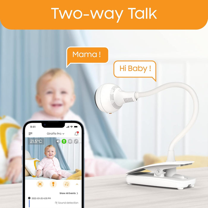Chillaxbaby - Giraffe Pro-WiFi Streaming 2-Way Talk 4.3" Baby Monitor & Gooseneck Clip Secured HD Camera with Preloaded Nature Sounds & Lullabies-Powered by 5GenCare