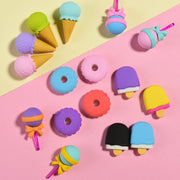 16 Pcs Food Erasers for Kids, 3D Cute Mini Ice Cream Donut Take Apart Erasers, Cool Fun Puzzle Desk Pet Erasers for Girls