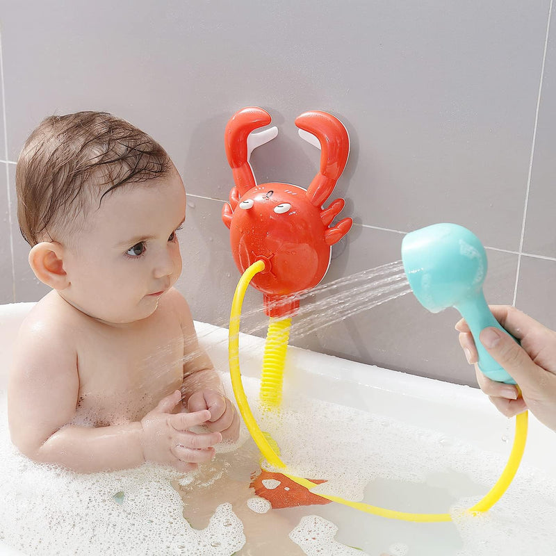 HECCEI Baby Bath Toy Spray Water Toy for Baby Float - Crab Baby Bath Shower Head with Sprinkler, Portable Swimming Shower Pump Pool Bathroom Bathtub Sprinkler Toys for Toddler Infant Boys Girls