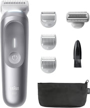 Braun Series 7 Body Groomer for Men, Body, Chest, Armpits, legs & Pubic Hair Trimmer with Smartlight & SkinGuard, 8-in-1 Grooming Kit, Waterproof with 6 Attachments, 100-Min Runtime, BG7550 Grey