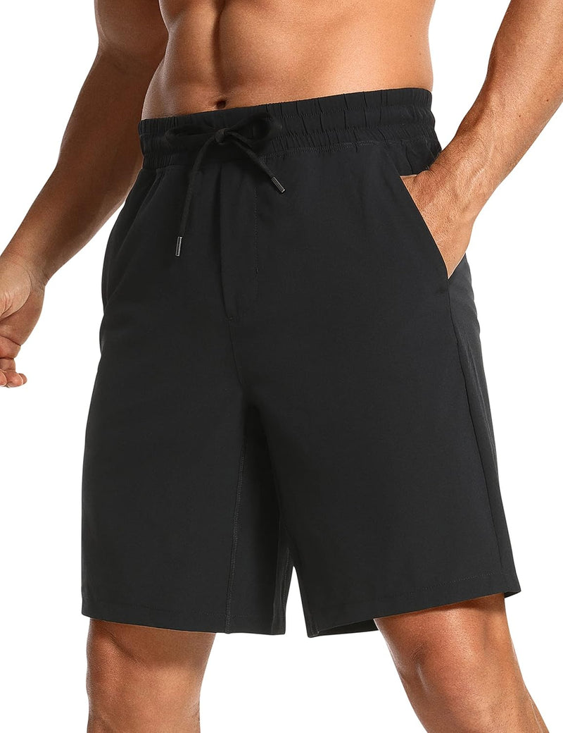 CRZ YOGA Men's Linerless Workout Shorts -9'' Quick Dry for Running Sports Athletic Gym with Pockets