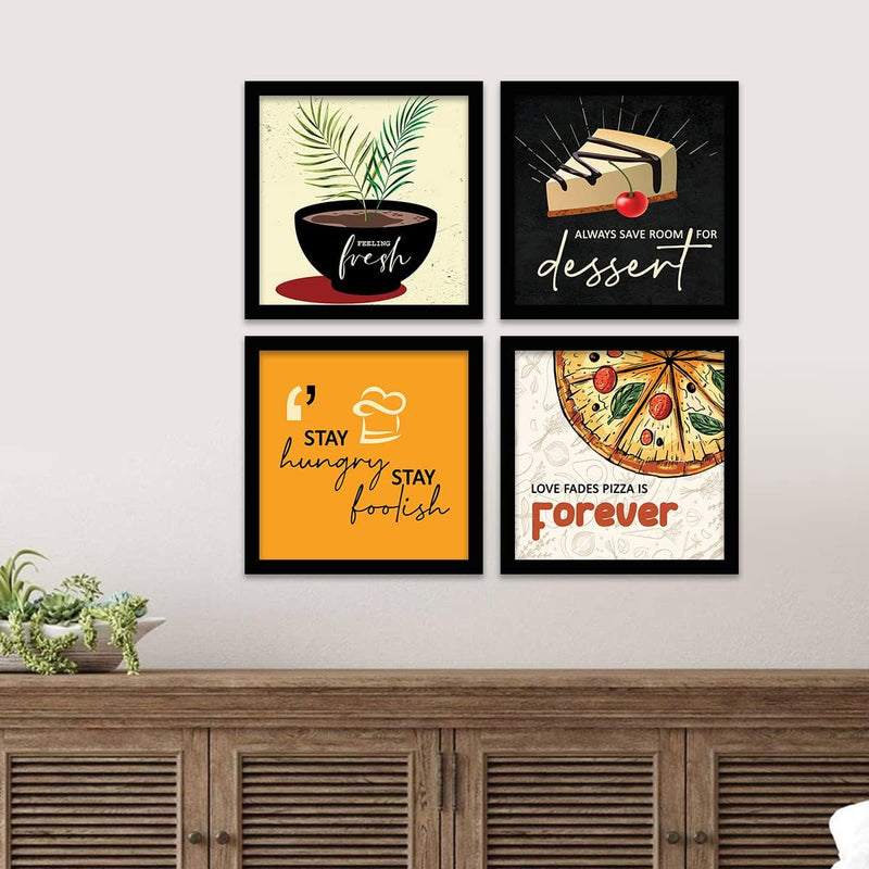 kotart Engineered Wood Photo Frames For Kitchen And Restaurant Wall Decoration - Food Quotes Decor Poster With Frame (11 Inch X 11 Inch, Multi) Design-2, Square)