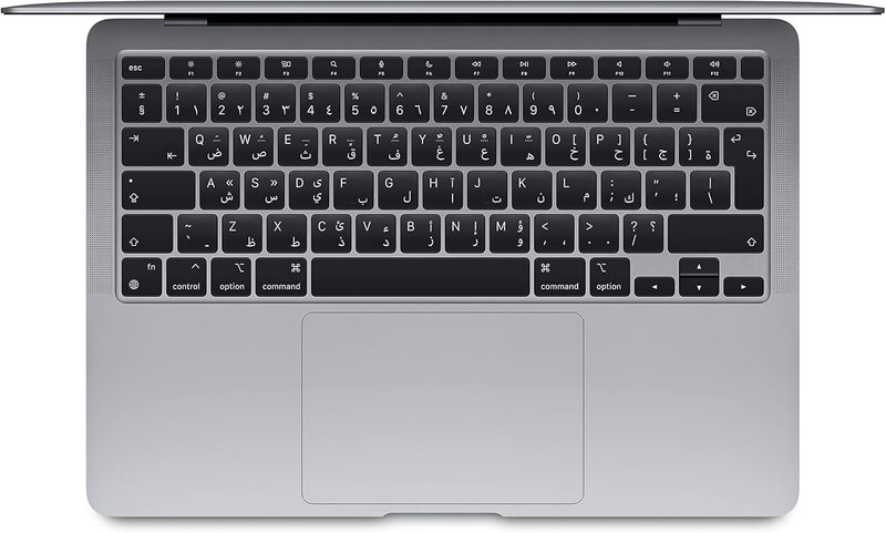 Apple 2020 MacBook Air Laptop: Apple M1 Chip, 13â€ Retina Display, 8GB RAM, 256GB SSD Storage, Backlit Keyboard, FaceTime HD Camera, Touch ID. Works with iPhone/iPad; Space Gray ; Arabic/English