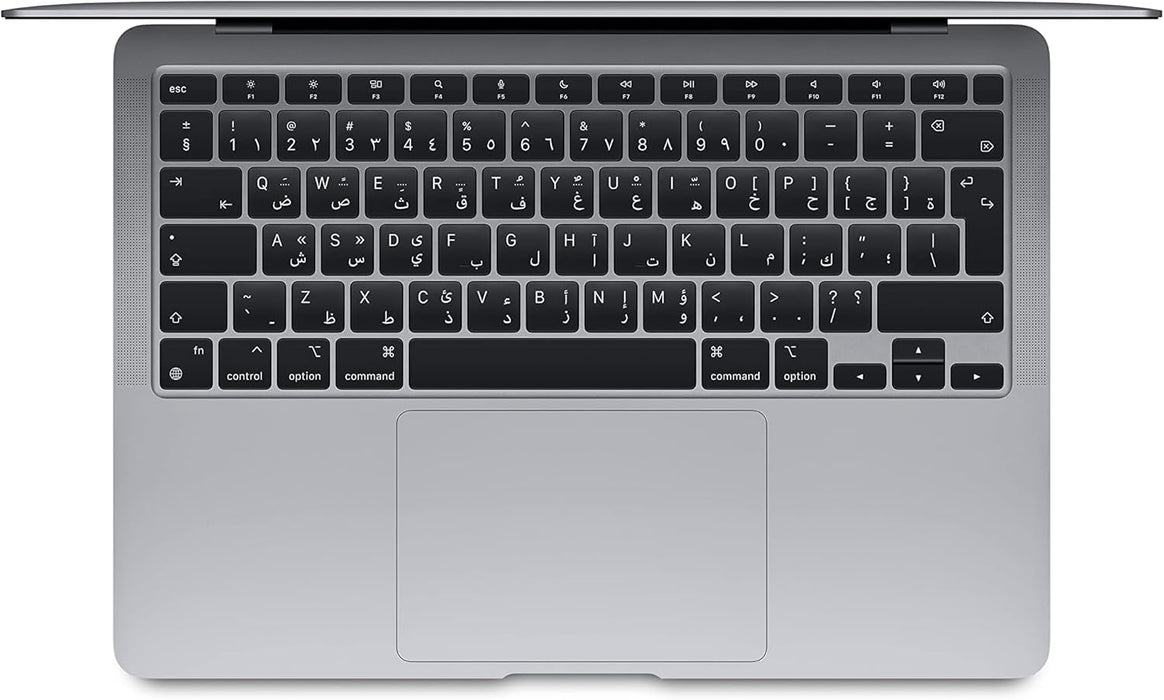 Apple 2020 MacBook Air Laptop: Apple M1 Chip, 13â€ Retina Display, 8GB RAM, 256GB SSD Storage, Backlit Keyboard, FaceTime HD Camera, Touch ID. Works with iPhone/iPad; Space Gray ; Arabic/English
