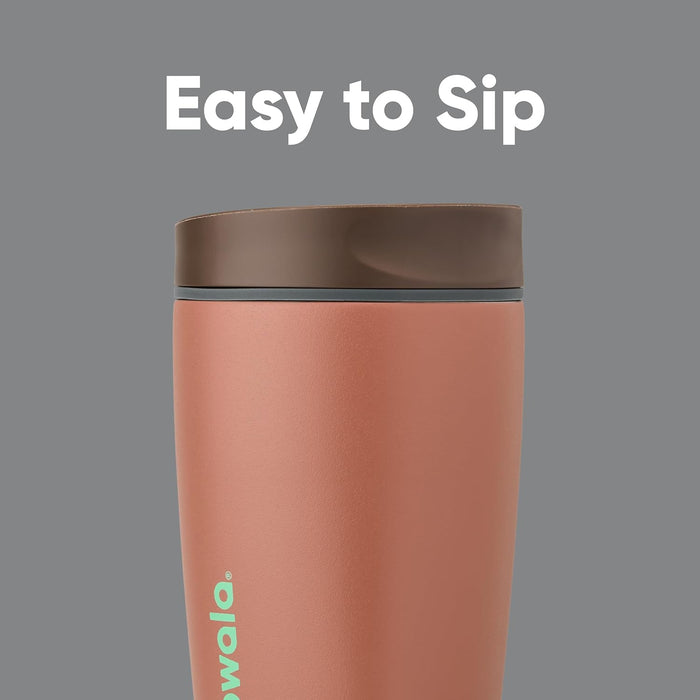 Owala SmoothSip Slider Insulated Stainless Steel Coffee Tumbler, Reusable Iced Coffee Cup, Hot Coffee Travel Mug, BPA Free 20 oz, Grey/Blue (High Dive)