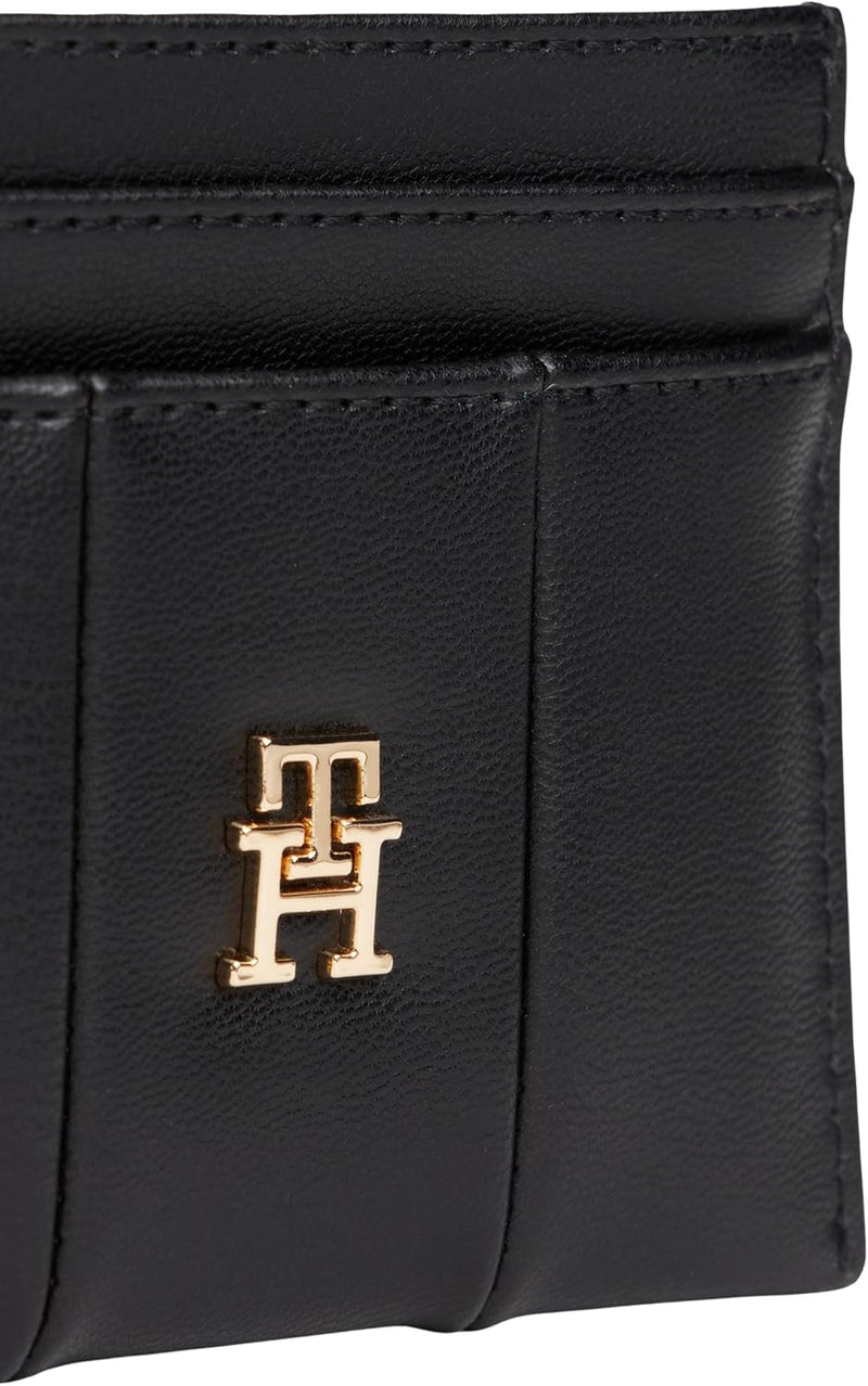 Women's TH ICON CC Holder Quilted AW0AW17745 Cardholder, Black (Black), One Size