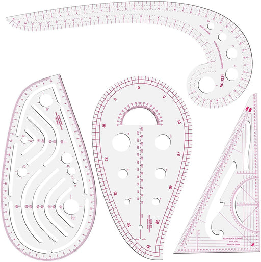 Fashion Clear Metric Acrylic Sewing Ruler Set,styling French Curve Tailors Pattern Dress Makers Rulers Kit,for Beginners, Designers, Quilting, Embroidery, DIY Supplies,Cross Stitch, Crochet