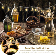 Rosy.Moment Ramadan Eid Moon-Star String Lights, 6.5 Feet 20 LEDs Eid Mubarak Palace Lantern Lamp for Islamic Indoor Outdoor Home Garden Decoration (Warm White) Battery operated