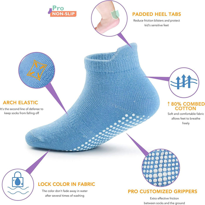Grips Ankle Socks for Toddler, SYOSI Non Slip Socks for Kids, Low Cut Anti Skid Floor Socks for Baby Boys and Girls