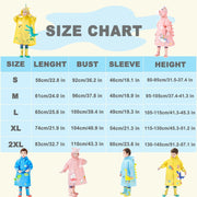 Kids Reusable Rain Poncho & Raincoat - Waterproof Cartoon Rainwear for Boys & Girls (Toddler to L Size), Packable Outdoor Gear with Schoolbag-Friendly Design, Lightweight Hooded Rain Jacket